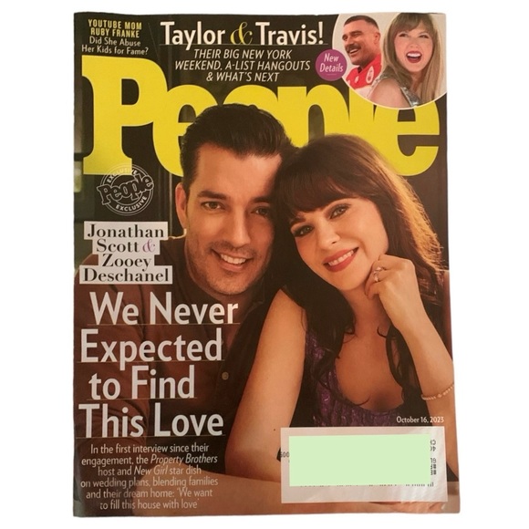 People Magazine October 16 2023 Jonathan Scott Zooey Deschanel Taylor and Travis - Picture 1 of 5